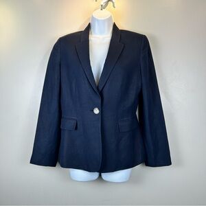 Tahari Arthur S Levine Linen Rayon Blazer Womens 6 One Button Preppy Corpcore